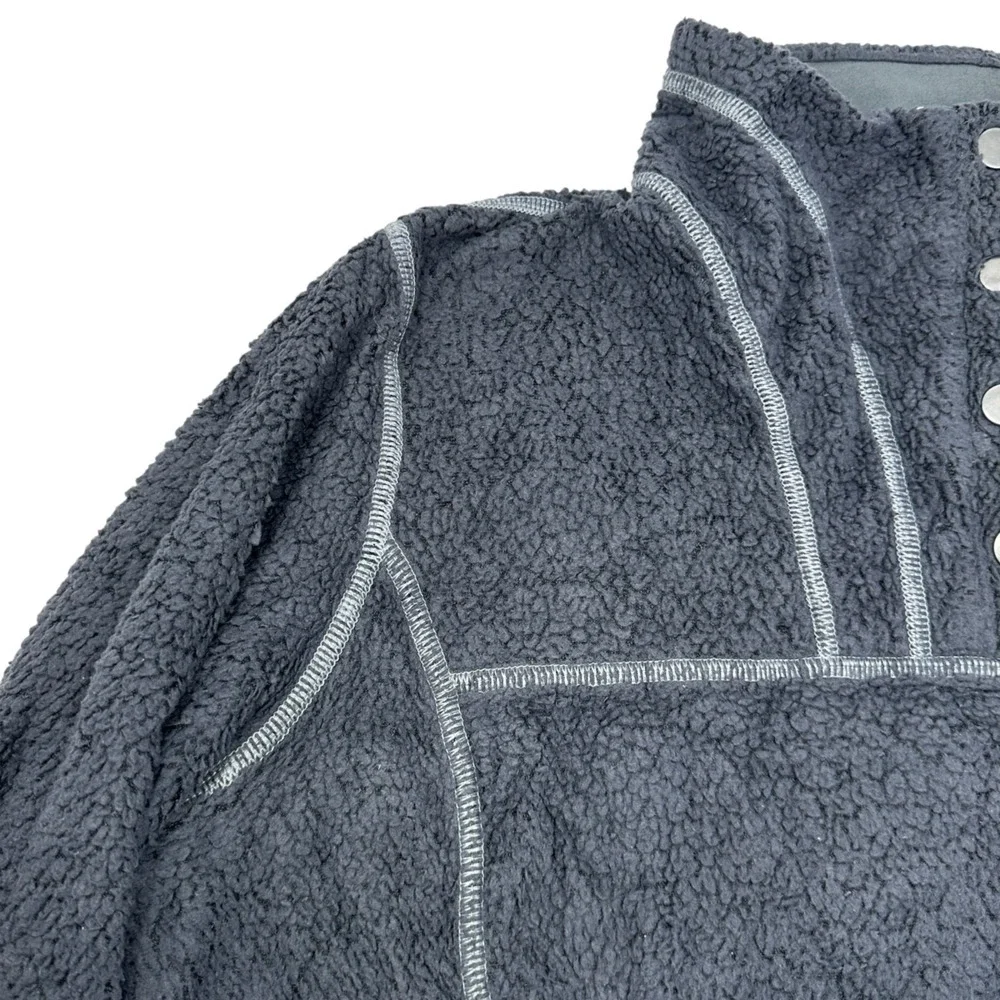 KUHL Avalon Womens Gray Sherpa‎ Fleece 1/4 Snap Sweater Hiking Outdoor Large